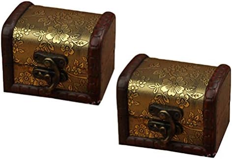 CABILOCK מעשי 2 מחשבים קטנים בסגנון סיני קדום קופסת עץ תכשיטים קופסא אחסון קופסא אריזה קופסת תכשיטים עדינה