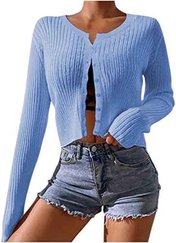 קרדיגן לנשים מקרית קל משקל פתוח מול מצולעים לסרוג אפודות סוודר ארוך שרוול כפתור למטה חולצות חולצה