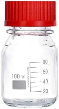 פסטאין 20 חתיכות 100 מ ל בוגר עגול מגיב מדיה בקבוק אחסון בקבוק זכוכית עם ג ' ל45 כובע בורג אדום