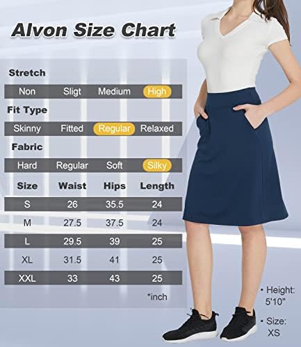 Alvon חצאיות גולף צנועות לנשים עם מכנסיים קצרים בכיסים חצאיות טניס טניס מזדמן ספורט ספורט מותן גבוה ריצה