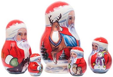 תוצרת רוסיה יוקון סנטה קינון בובה 5pc./5 סנטה סנטה קלאס ג'ולי אספנות בובה רוסית בובה מובטחת!
