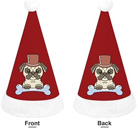 פאג רבותיי כלב עצמות חג המולד כובע אישית סנטה כובע מצחיק חג המולד קישוטים