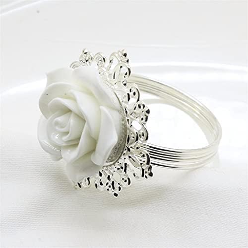 DXMRWJ 10 יחידות שרף לבן ורד מפית מפית טבעת משתה חתונה אירוע מפיתת בדים קישוט אבזם שולחן אבזם