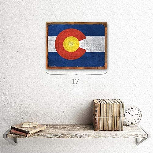 שלט מתכת דגל מדינת קולורדו ממוסגר, אמריקנה, כפרי