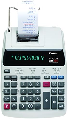 מוצרי משרד קנון 2204ג001 קנון עמ '170-דה-ה-3 מחשבון הדפסה שולחני עם המרת מטבע, שעון ולוח שנה וחישוב