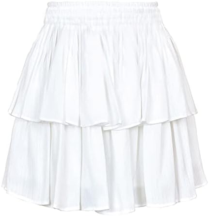 Narhbrg נשים קיץ חצאיות חמודות מכנסיים קצרים כותנה עם שכבות של קפלים שולי שיניים מותניים אלסטיים