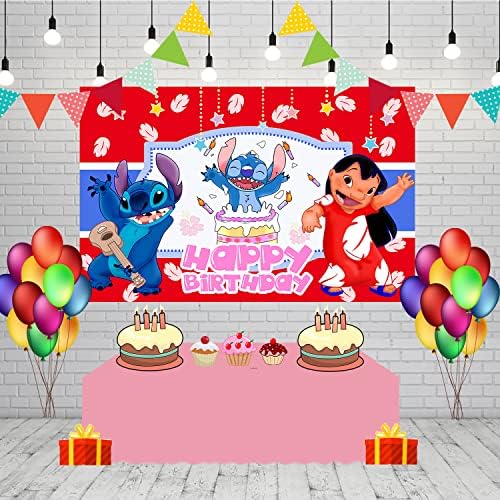 תפאורות לילו וסטיץ 'אספקת קישוטי מסיבת יום הולדת סטיץ' מקלחת תינוק רקע תמונה לקישוטי שולחן עוגה יום הולדת