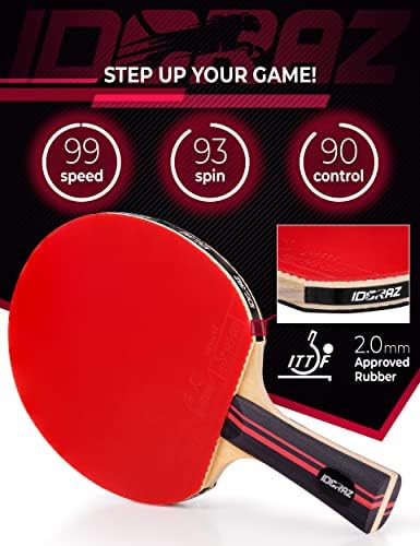 משוט טניס שולחן מקצועי של Idoraz עם מארז מחבט נשיאה וכדורי פינג פינג כתומים 24.