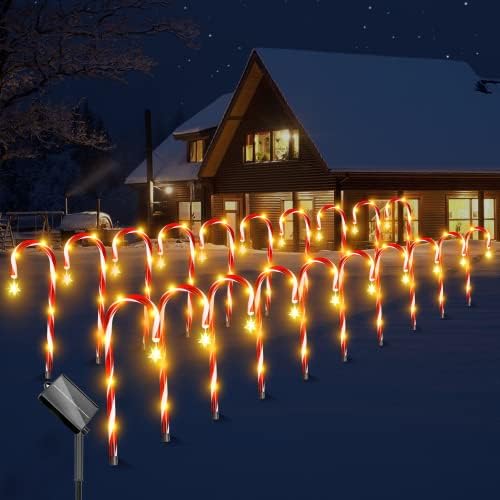 20 אורות קנדי ​​סוכריות, אורות קני, משודרגים משודרגים מסלולי חג מולד סמני אור, קישוטים לחג המולד