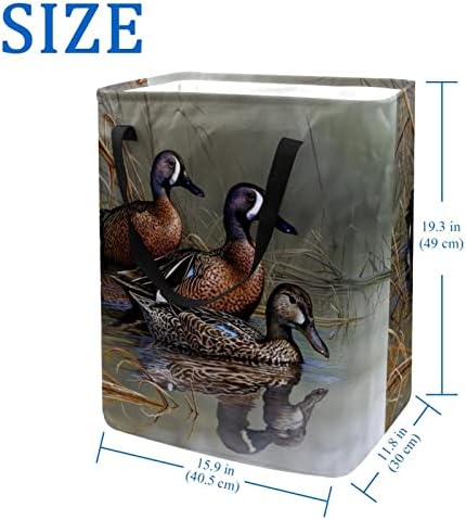 סל כביסה מתקפל בהדפס ברווז חיות בר, סלי כביסה עמידים למים 60 ליטר אחסון צעצועי כביסה לחדר שינה בחדר האמבטיה