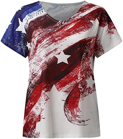 חולצת דגל אמריקאית נשים ארהב פסים כוכבים רביעי יולי חולצות טי טריק