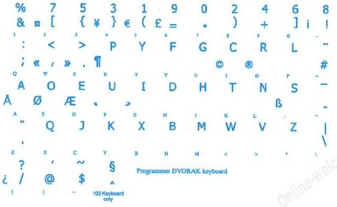 מתכנת DVORAK שקוף עם מדבקות מקלדת כיתוב כחול למחשבים ניידים מחשבים שולחניים מקלדות