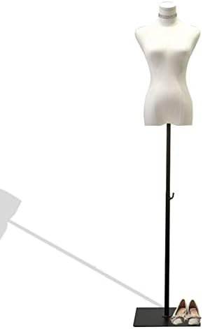 צורת שמלת בובת נקבה, גובה מתכוונן דגם גוף תצוגת טורסו עם מתכת כיכר בסיס סטנד, תכליתי גוף גמד עבור