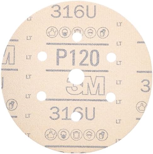 3M Hookit אדום שוחק אבק דיסק חופשי, 01145, 6 אינץ ', p120, 50 דיסקים לקרטון