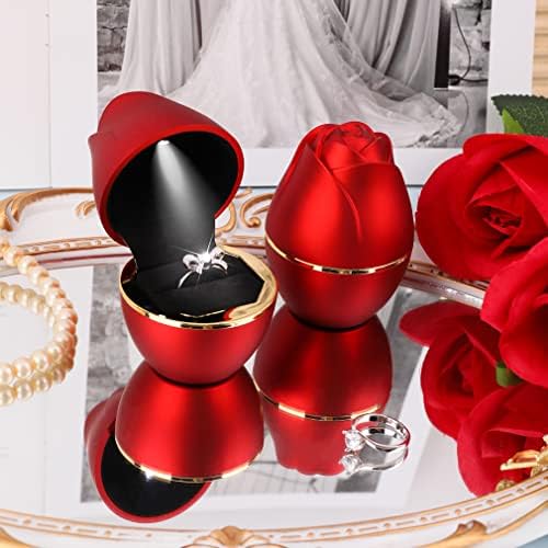 ISUPERB צורה צורה קופסת טבעת LED טבעת קופסת תכשיטים לתכשיטים להצעה מתנת יום הולדת לחתונה מתנה ליום הולדת