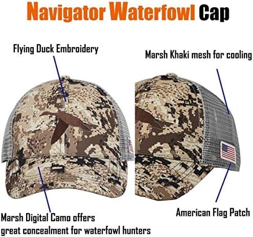 אדטרק ביצועים עופות מים ציד כובע עם אמריקאי דגל תיקון-הסוואה ברווז ציד כובע עם ברווז רקמה