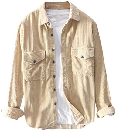 חולצות קורדרוי לגברים של ווקאצ'י כפתור שרוול ארוך מטה קלה משקל מזדמן סתיו סתיו חורף חולצה מעילי חולצה