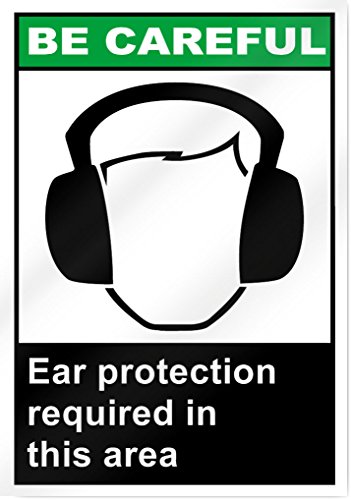 הגנת האוזניים הנדרשת באזור זה להיות סימן זהיר - 10 רחב x 14