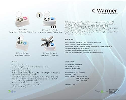 C-Warmer Blue עם מחזיק: מחסנית הרדמה מורכבת של שיניים מורכבות יותר