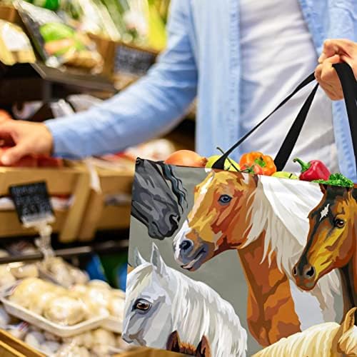סל קניות לשימוש חוזר סוסים לבנים חומים ניידים שקיות מכולת פיקניק ניידות שקית קניות סל כביסה
