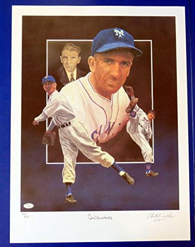 קרל האבל חתום 18x24 ליטוגרף ליטו ~ NY Giants Ltd 353/800 ~ JSA I38660 - Artoggled MLB Art