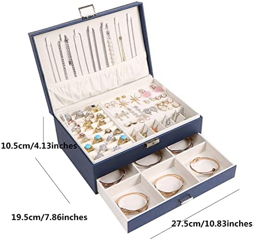 Jacieyu קופסאות תכשיטים גדולות עגילי עגילים מארגן טבעות לבנות, קופסאות תכשיטים מעודנות עור עגילי