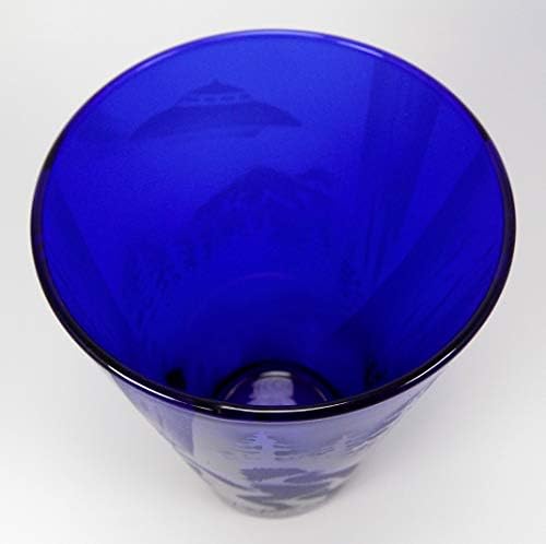 יד חרוט קובלט כחול קריר גביע התזת חול זכוכית כוס 17 אונקיה בעבודת יד ארהב חקוק