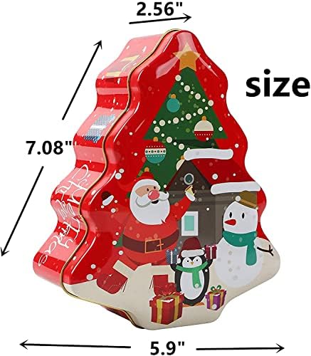 עץ חג המולד - צורת פח תיבת סט של 2 קוקי סוכריות אחסון מכולות עבור חג דקורטיבי