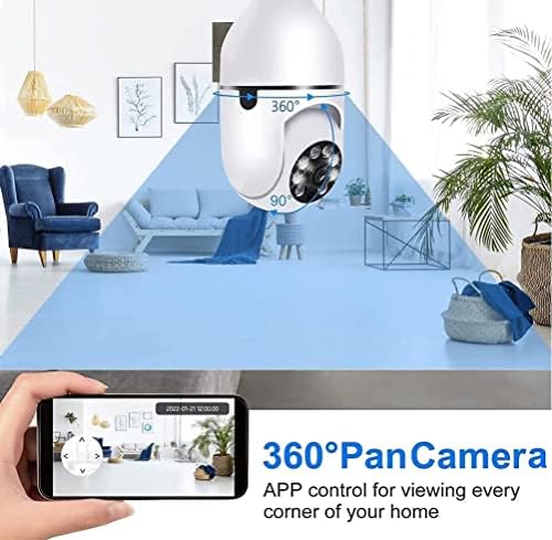 מצלמות אבטחה של נורת Liguhay - התקנה קלה 2.4GHz WiFi 360 ° PAN/TILT PANORAMIC Wireless Outdoor/Home Light Socket
