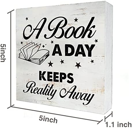 ספר ביום שומר על שלט קופסאות עץ מציאות עם אמירה עיצוב שולחן עבודה בגודל 5 x 5 אינץ