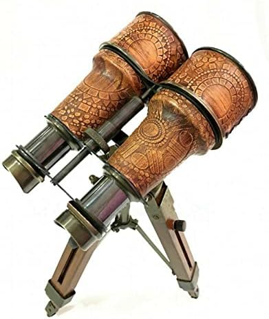 Ak nautcal 6 שולחן עתיק משקפת טלסקופ פליז עליון עם מעמד חצובה מעץ