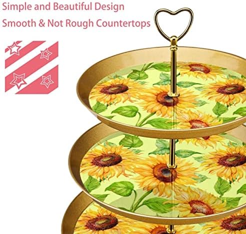 דוכן עוגה, דוכן עוגת מסיבה, עוגת מייצג קינוח שולחן, צהוב חמניות פרח צמח דפוס