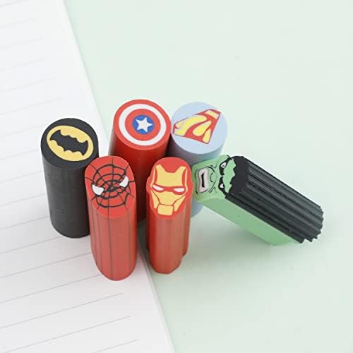 6 יחידות עיפרון מחק, קריקטורה סופרמן נושאים גלילי צבעוני מחק, עיפרון גומי מחקי לילדים בית ספר משרד אספקת