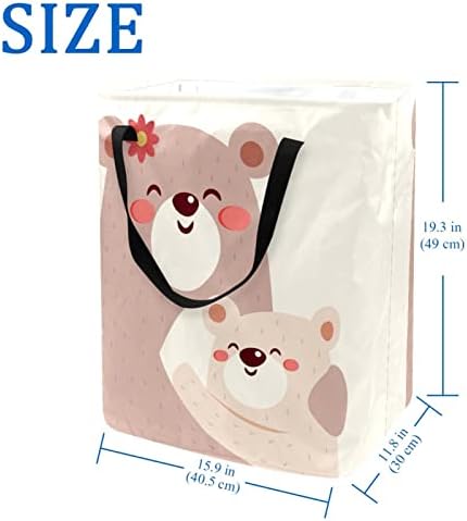 אם דוב ותינוקה הדפס סל כביסה מתקפל, סלי כביסה עמידים למים 60 ליטר אחסון צעצועי כביסה לחדר שינה