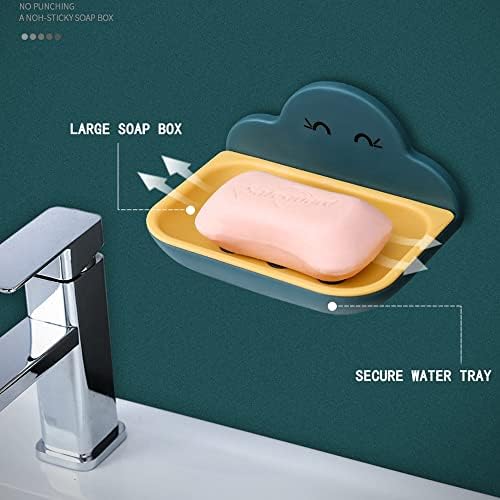 ZCMEB קופסת סבון ענן ללא כוונת ענן שכבה כפולה-שכבתה מהירה-טפטוף ללא סימן תלייה קופסת סבון פלסטיק