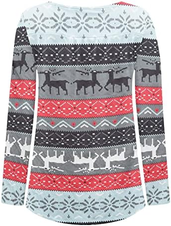 שרוול ארוך של נשים הנלי טראט חולצות חג המולד חגולת חולצה רופפת טוניקה טוניקה חג המולד סוודר מודפס וינטג '