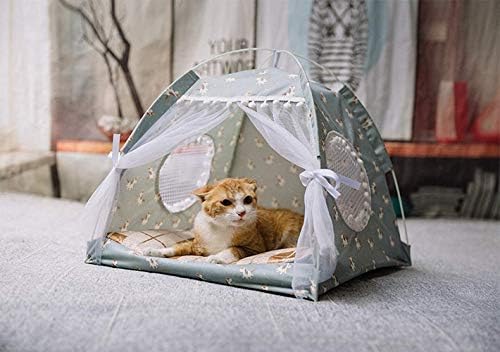 ו שם צבע: ורוד, גודל שם: L, אוהל חתול לחיות מחמד מיטת בית כלב מקורה מיטת בית קופץ טייפי נייד מתקפל חתול כלבים