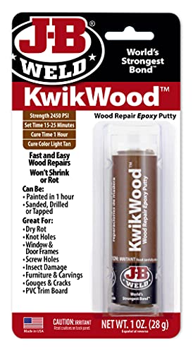 מוצרי מחשב PC-Woody Wood Repake Epoxy Exoxy, שני חלקים 12 גרם בשני פחים, טאן ושזוף Kwikwood Wood תיקון אפוקסי