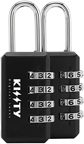 Kissty 2 חבילה מנעול חיצוני אטום למים, 4 ספרות שילוב של סיסמא מנעול נעילה למטען מזוודות, גדר, שער,
