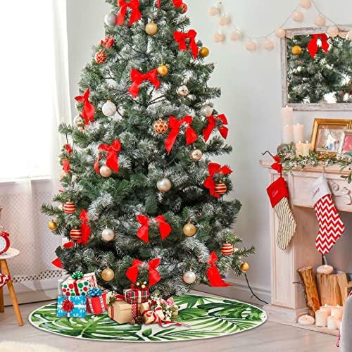 Baxiej עץ חג המולד גדול חצאיות מחצלת עלי דקל אקזוטי, חצאית קישוט עץ עץ חג המולד של חג המולד של חג המולד