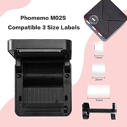 Phomemo M02S כיס מדפסת תרמית- מדפסת צילום בלוטות 'עם 3 לחמניות נייר לבן שקוף, תואם ל- iOS + אנדרואיד לתוכנית