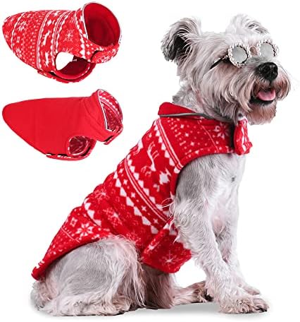 פילום כלב חג המולד מעילי חורף סוודר חיות מחמד ז'קט כלב הפיך בגדי אפוד כלבים משקפים בגדי מזג אוויר קר תחפושת לחג