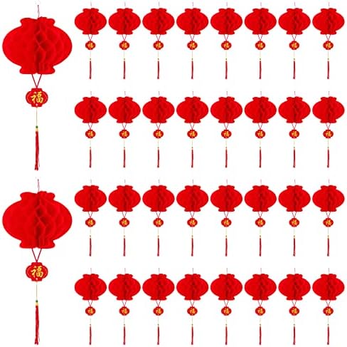 CIEOVO 60 חלקים 10 אינץ 'פנסים נייר אדום סיני, פסטיבל סיני פנסים פנסים תלויים לפנסים לשנה החדשה