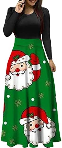 שמלת נשים Ruziyoog לחג המולד שרוול ארוך רופפת שמלת מקסי ארוכה 2022 אופנה סנטה קלאוס שמלות קוקטייל גרפיות