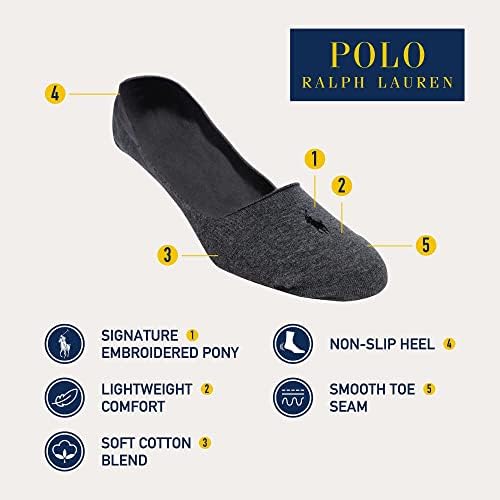 פולו ראלף לורן גברים של שמלת אוניית גרביים-3 זוג חבילה-קל משקל כותנה נוחות עם החלקה העקב