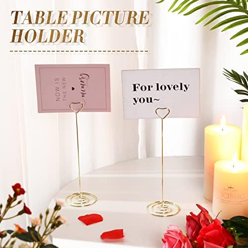 שימיאו 25 חבילה שולחן מספר מחזיקי 8.66 אינץ מקום כרטיס מחזיק תמונה מחזיק שולחן מספר עומד עם לב בצורת קליפ לחתונה