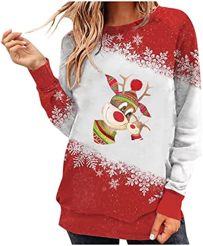 סוודר חג מולד מכוער אדום לנשים וינטג 'סווטשירט גרפי חמוד רופף סוודר סוודר מזדמן עניבה חולצה