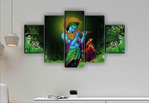סט SAF של 5 Radha Krishna אמנות מודרנית דתית בית דקורטיבי ציור קיר 30 אינץ 'x 18 אינץ' PNLS32233