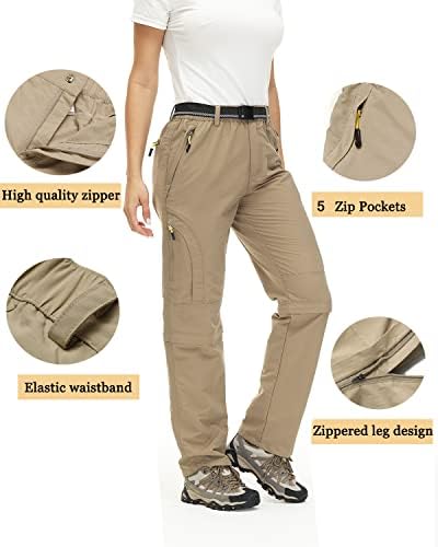 מכנסיים להמרה של Dafensi נשים טיולים יבש מהיר מכנסי קמפינג חיצוניים קלים עם כיסי רוכסן לדיג