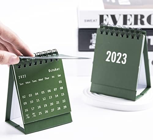 2 PCS MINI DESK CALENDAR SEP 2022 עד דצמבר 2023 לוח השנה הקטן עומד הפוך לשולחן העבודה הכריכה של חוט לוח שנה עם
